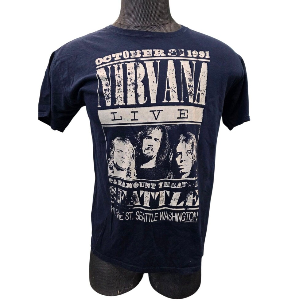 Nirvana Live Large T-Shirt Tee Short Sleeve Paramount Seattle 1991 Blue